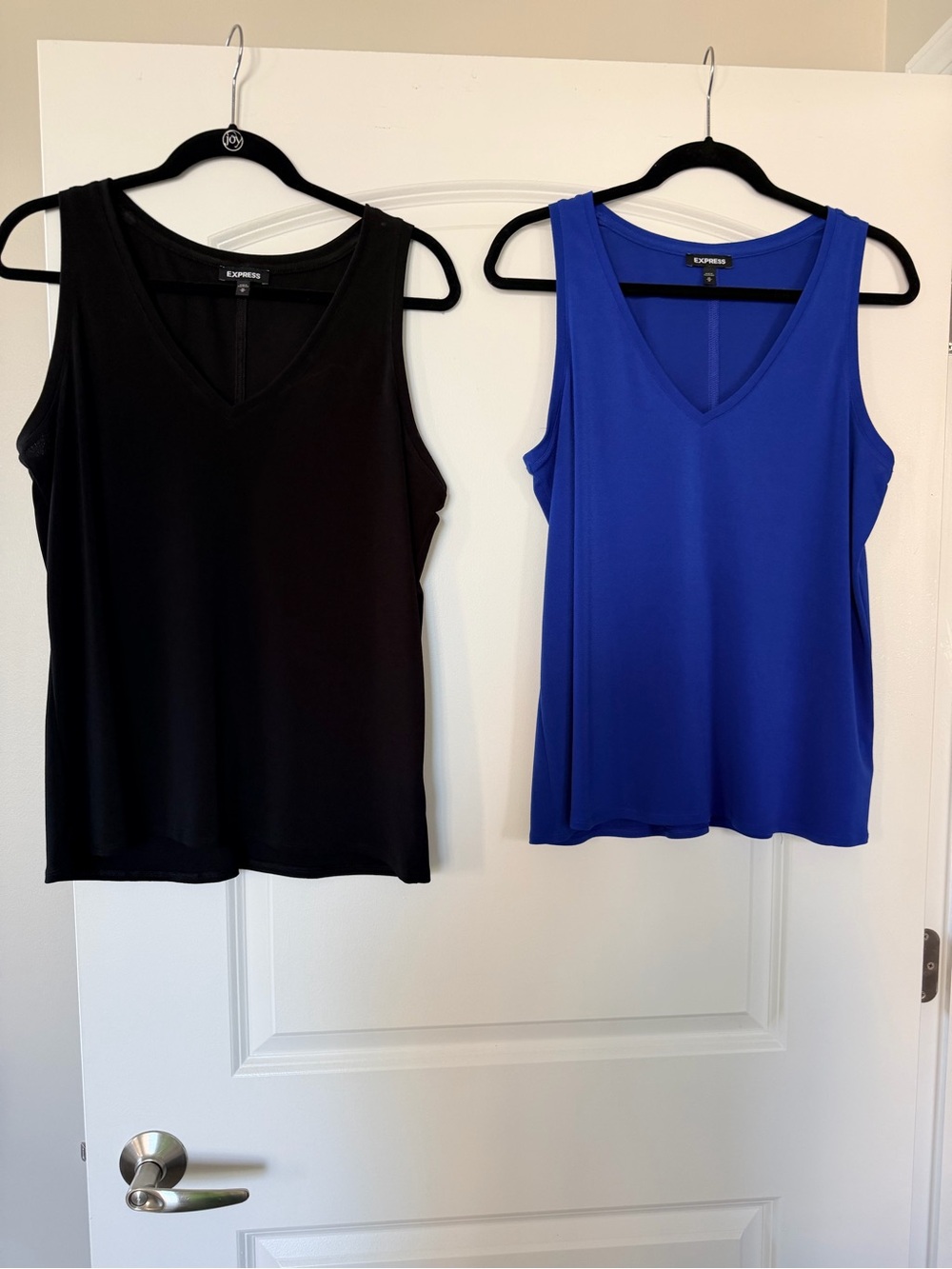 Bundle - 2 for $25 Express Sleeveless V-Neck Tank Tops - Black & Royal Blue by